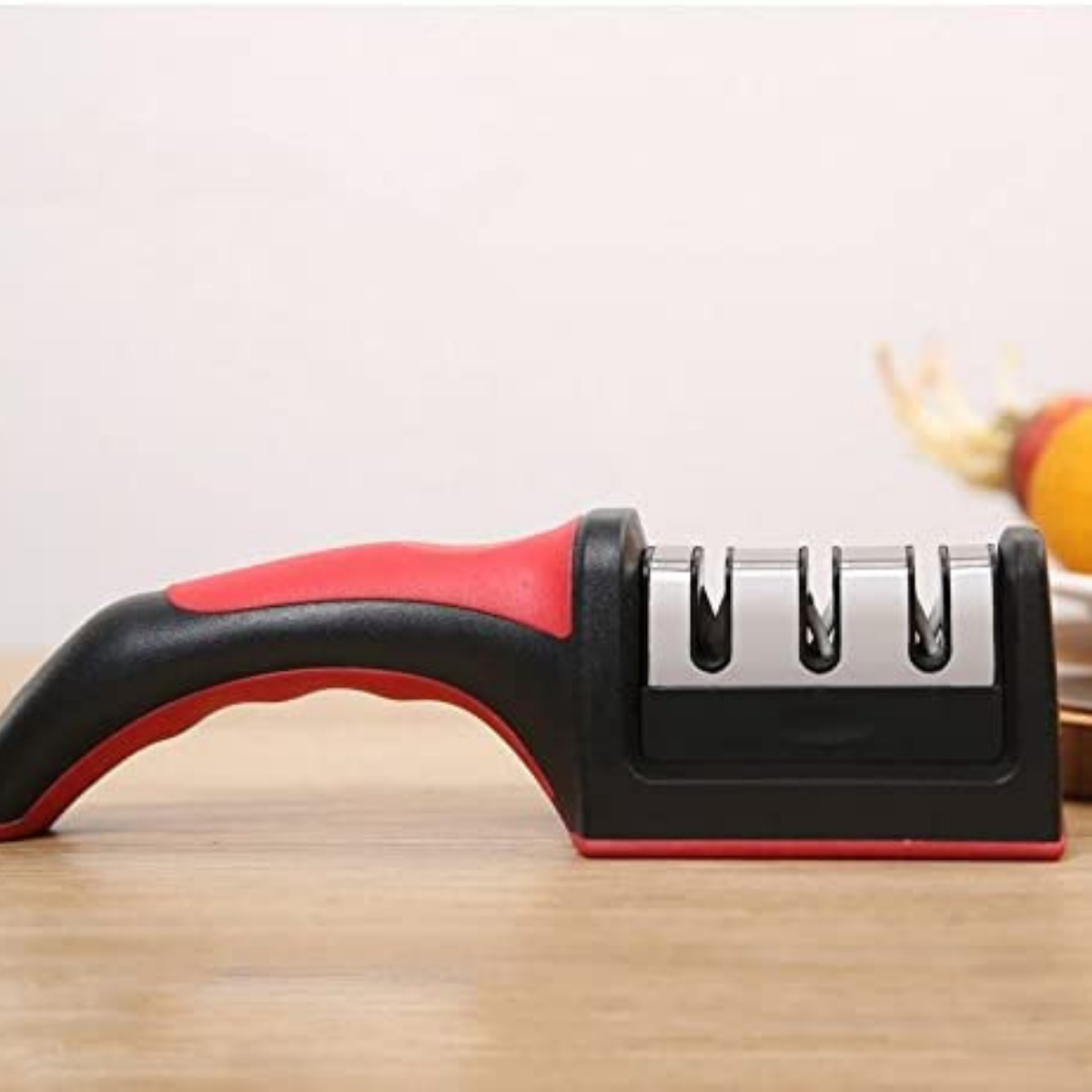 Afilador de Cuchillo - Wivarra - 3 Etapa Manual con Base Antideslizante (Negro+Rojo)