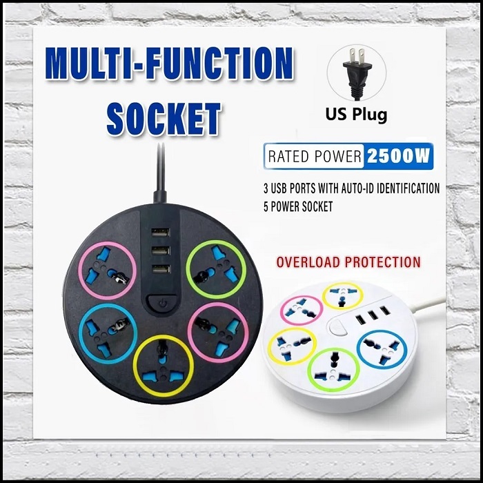 Multicontacto Extension 8 Enchufes Con Usb Supresor De Picos Negro