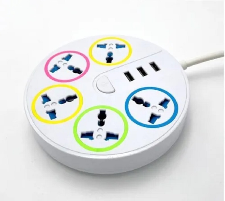 Multicontacto Extension 8 Enchufes Con Usb Supresor De Picos Blanco