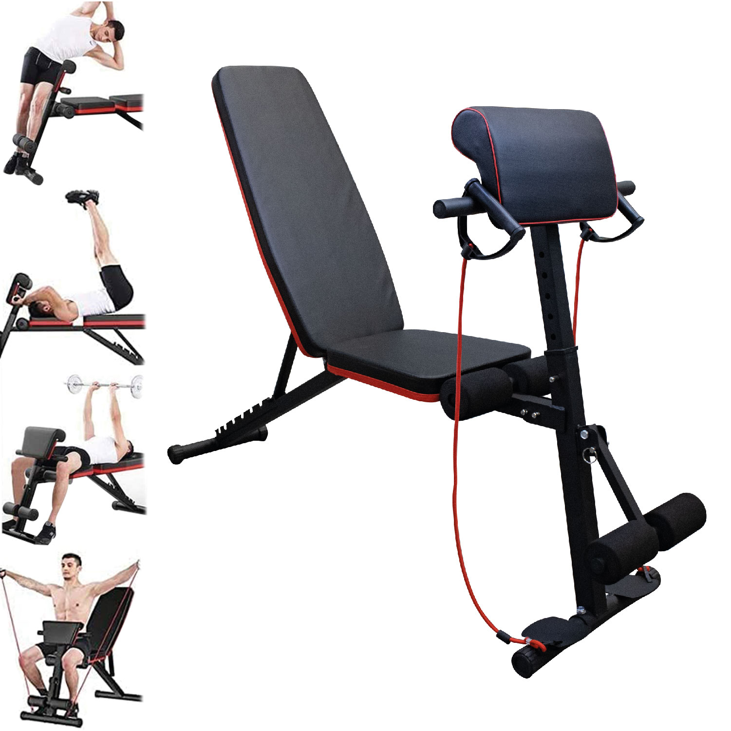 Banco Predicador Inclinado Multiposciones Plegable + Bandas