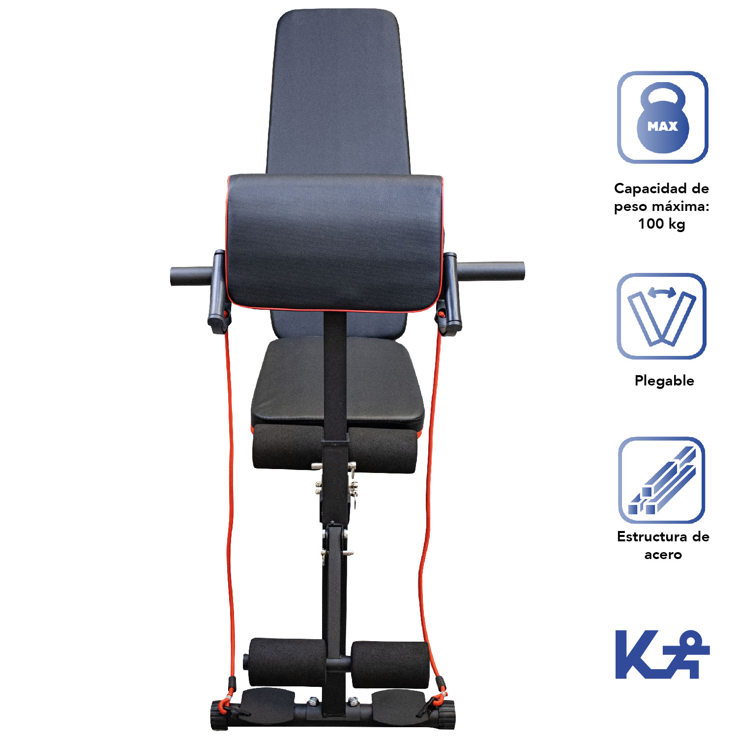 Banco Predicador Inclinado Multiposciones Plegable + Bandas