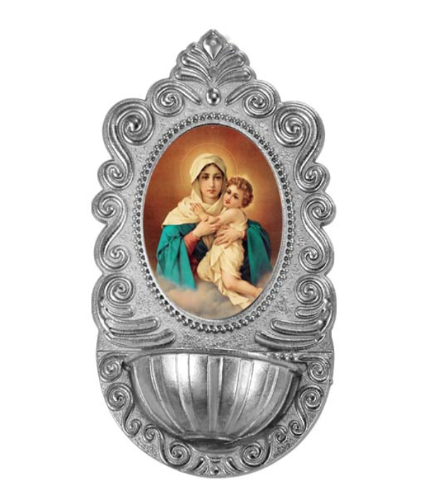Adorno de pila de la Virgen de Guadalupe hecho en metal para colgar en pared en varios colores