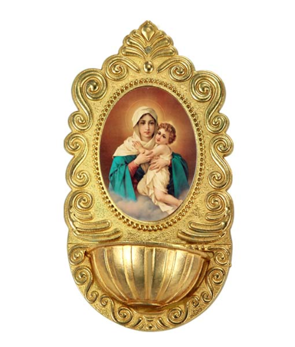 Adorno de pila de la Virgen de Guadalupe hecho en metal para colgar en pared en varios colores
