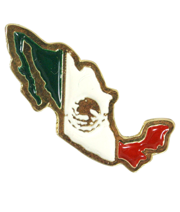 Pin mapa de México pintado mano en tricolor