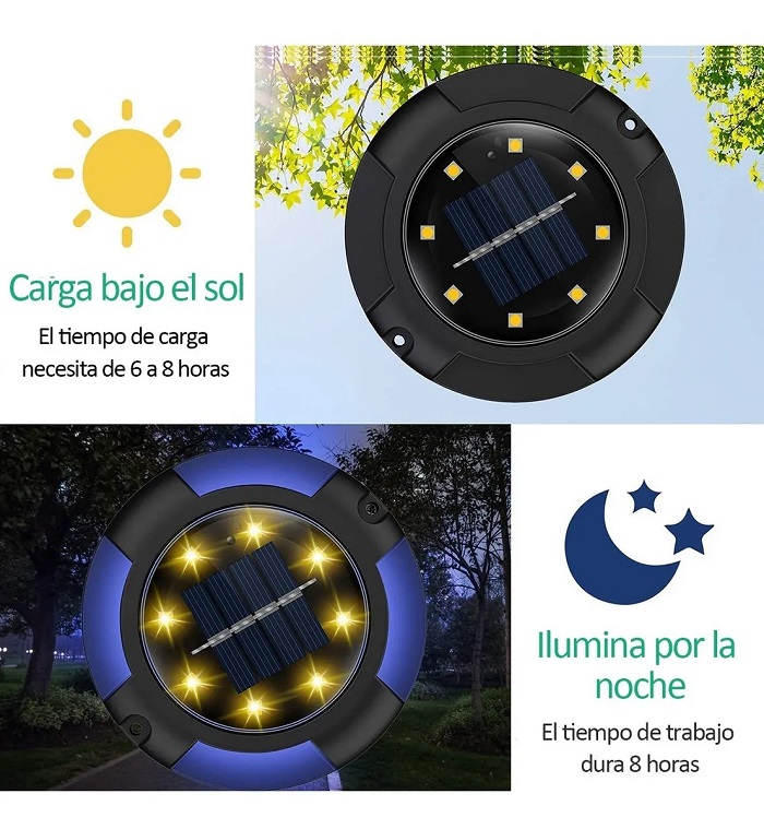 12 Led Luz Amarilla Solar de Camino 