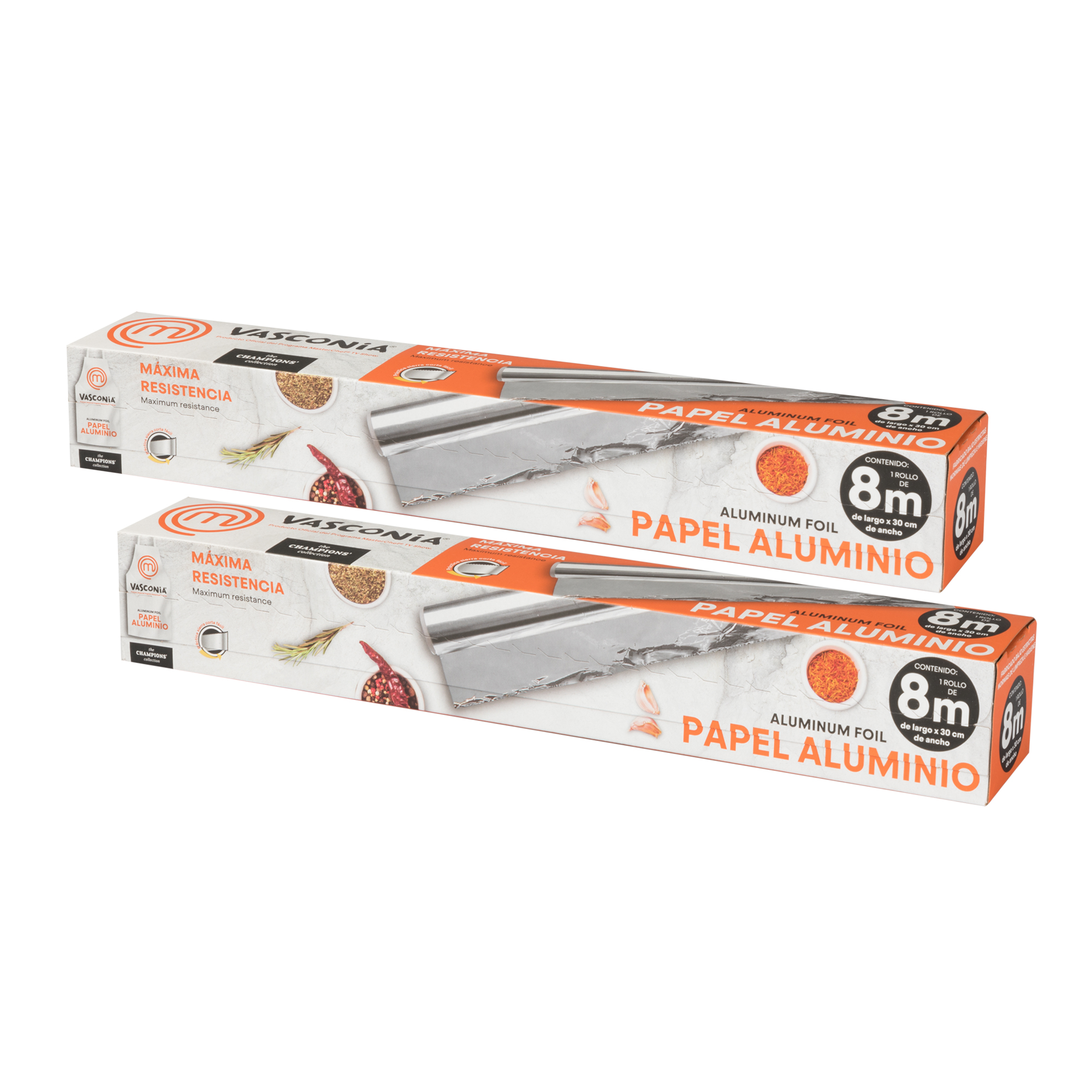 Batería de cocina antiadherente acero inox. 6pzs.  Rojo c/tabla y papel aluminio 