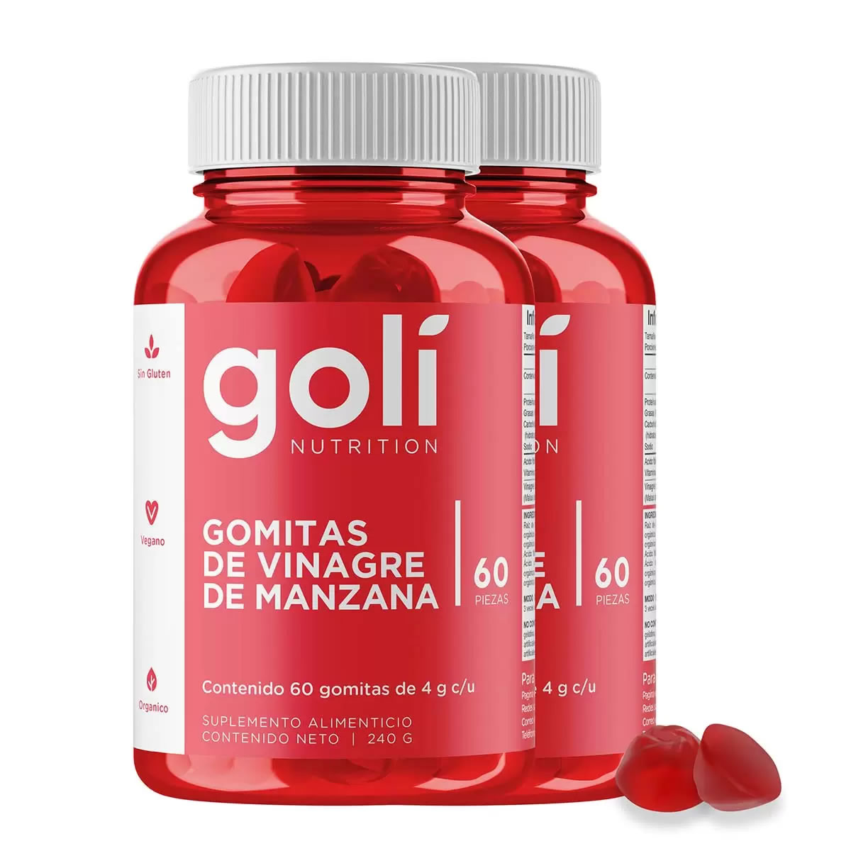 Gomitas de Vinagre de Manzana 2 Pz de 60 c/u Goli 666065 CST