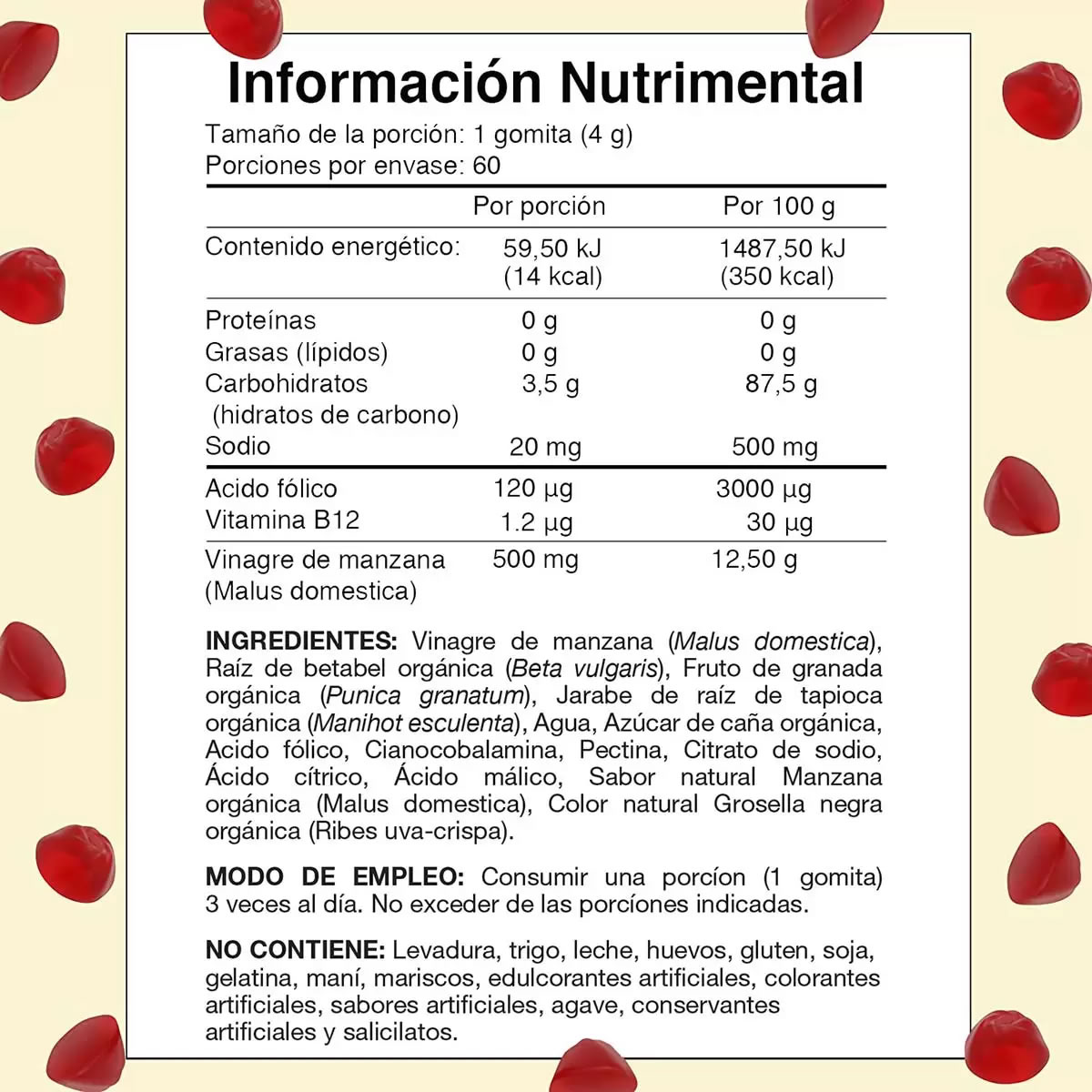 Gomitas de Vinagre de Manzana 2 Pz de 60 c/u Goli 666065 CST