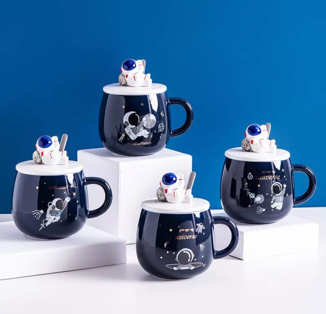 Taza De Cerámica, Dibujos Animados Con Tapa De Astronauta 3D