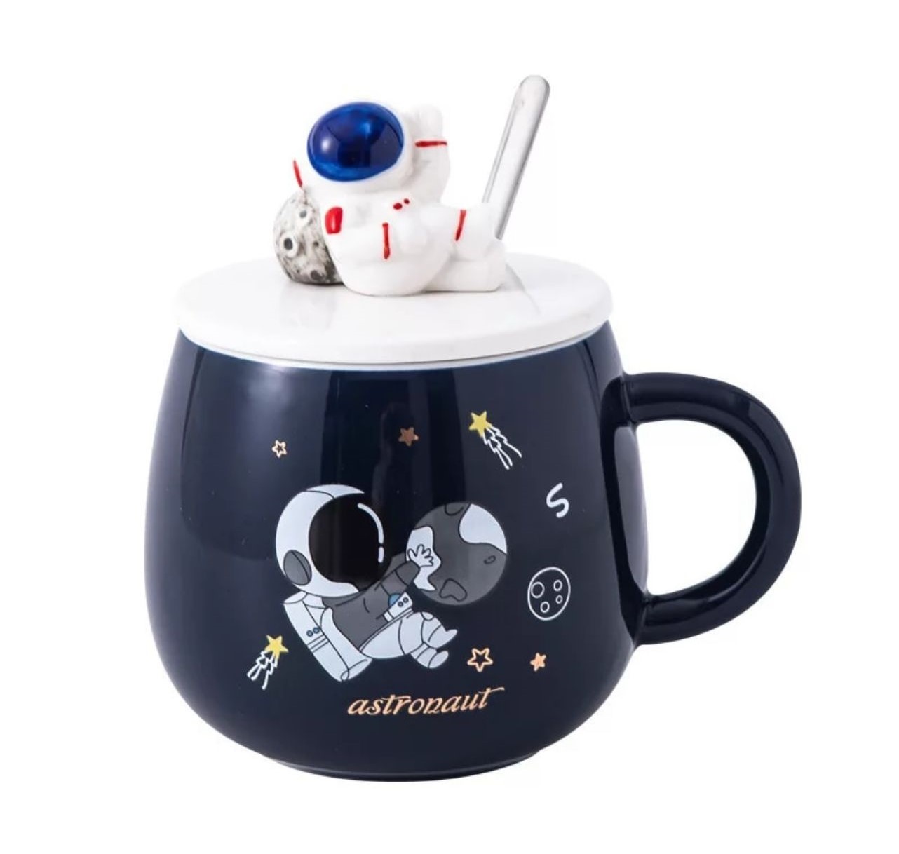 Taza De Cerámica, Dibujos Animados Con Tapa De Astronauta 3D