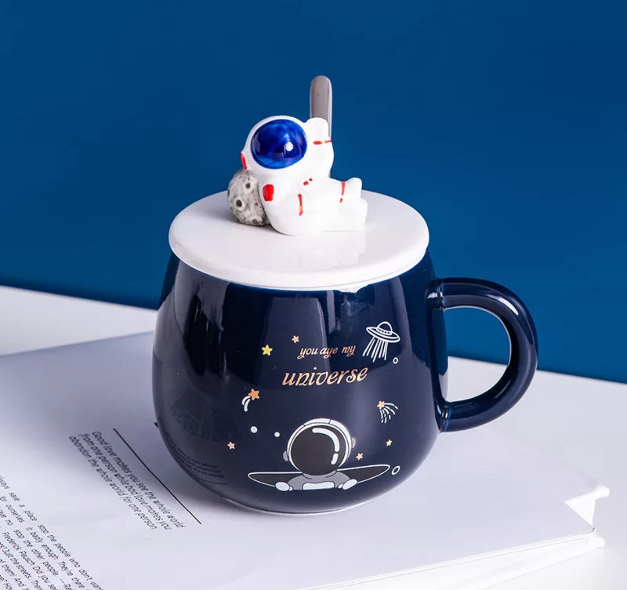 Taza De Cerámica, Dibujos Animados Con Tapa De Astronauta 3D