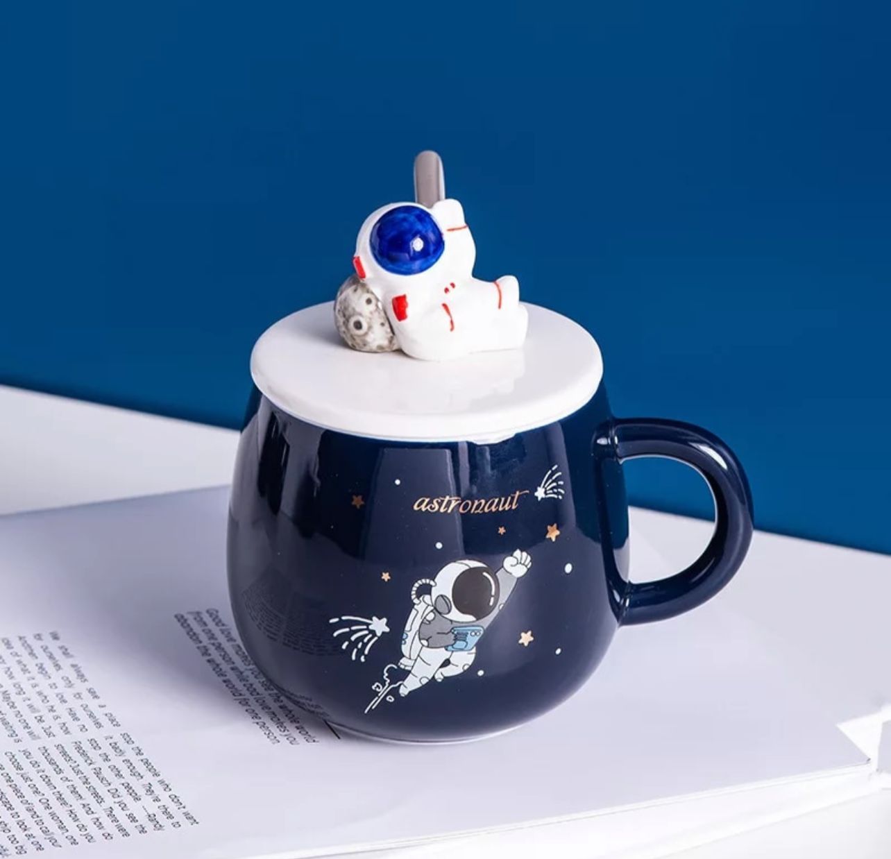 Taza De Cerámica, Dibujos Animados Con Tapa De Astronauta 3D