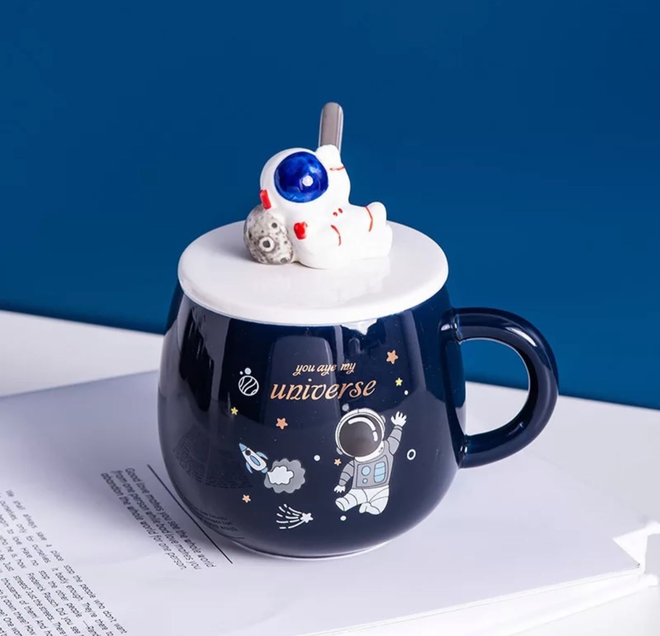 Taza De Cerámica, Dibujos Animados Con Tapa De Astronauta 3D