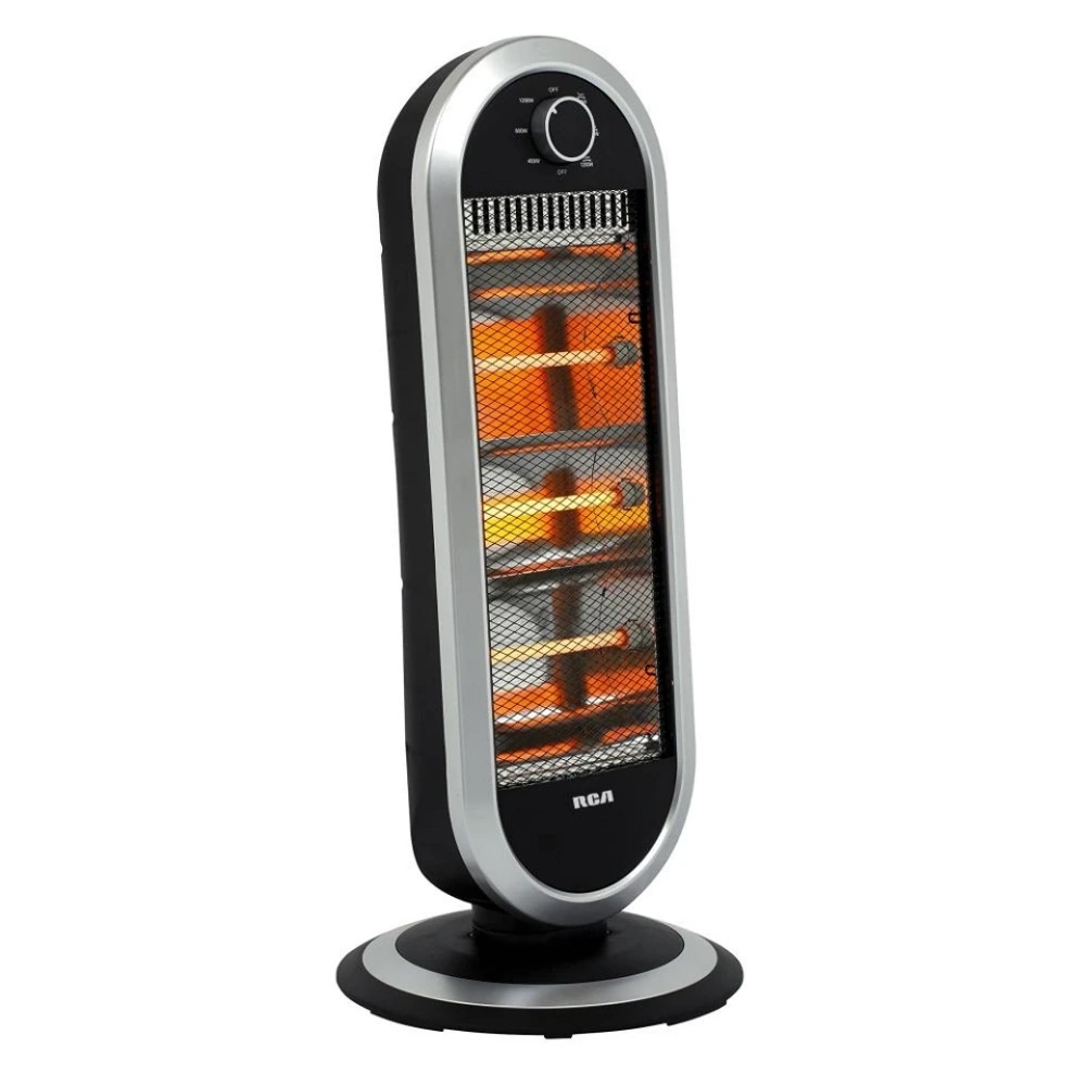 Calefactor Eléctrico Halógeno Negro/Plata 3 Nivel RC-H3 RCA