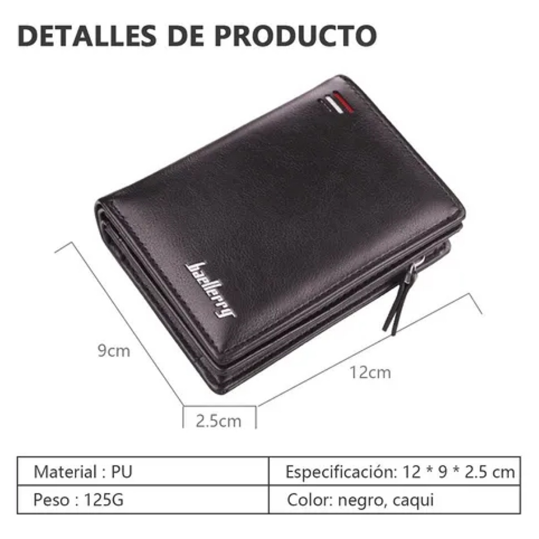Cartera Baellerry De Cuero Con Monedero Cierre Para Hombre