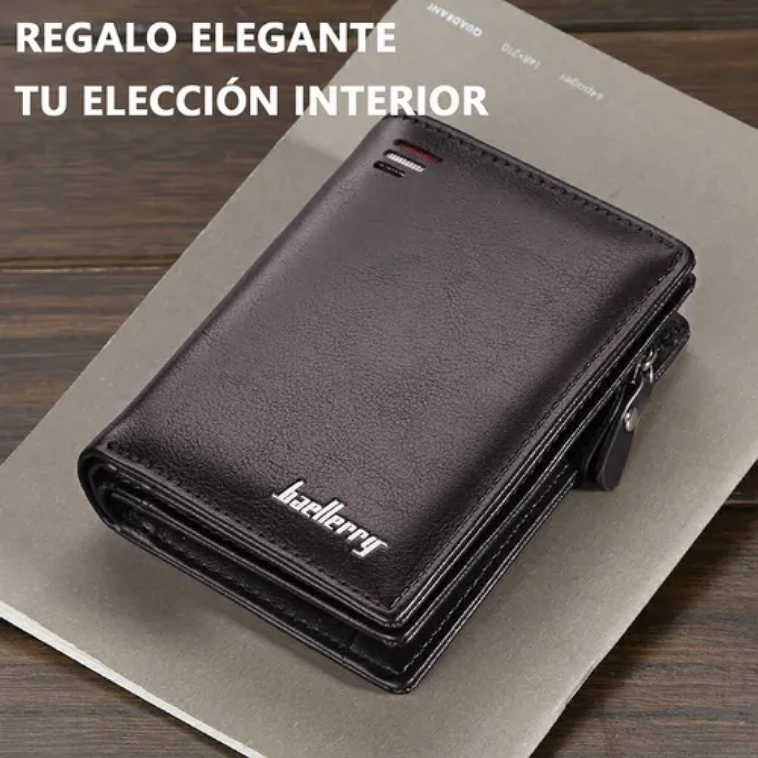Cartera Baellerry De Cuero Con Monedero Cierre Para Hombre