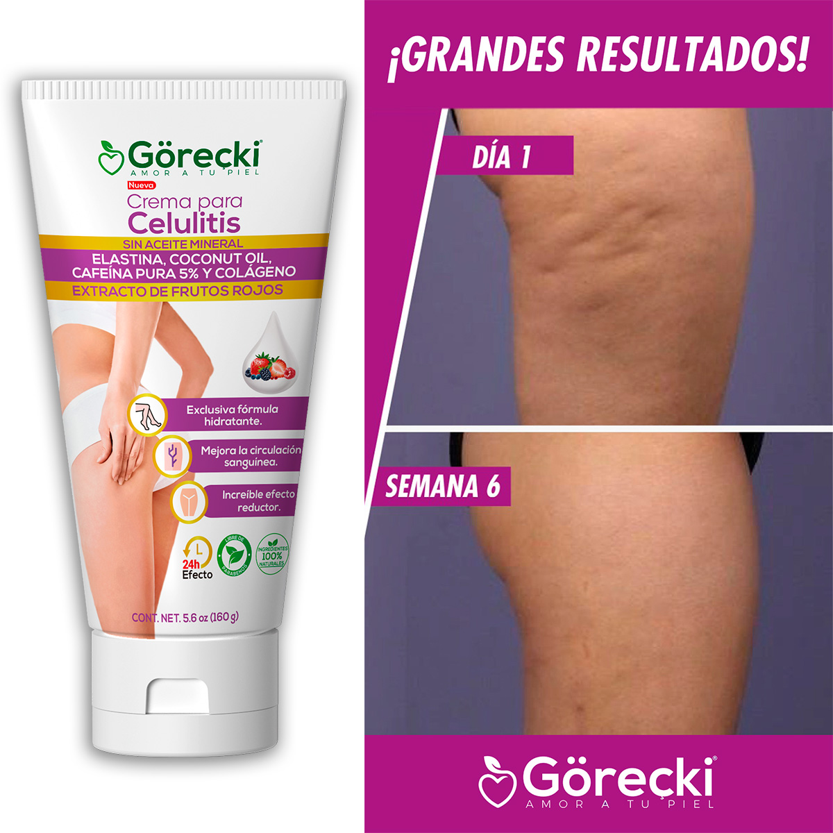 Crema para celulitis Gorecki con elastina