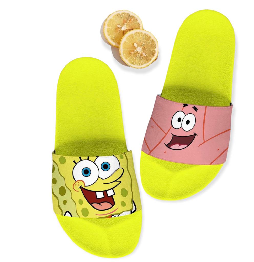 Juego De Sandalias Y Toalla de baño Diseño Bob Esponja Y Patricio, Arenita, Stitch