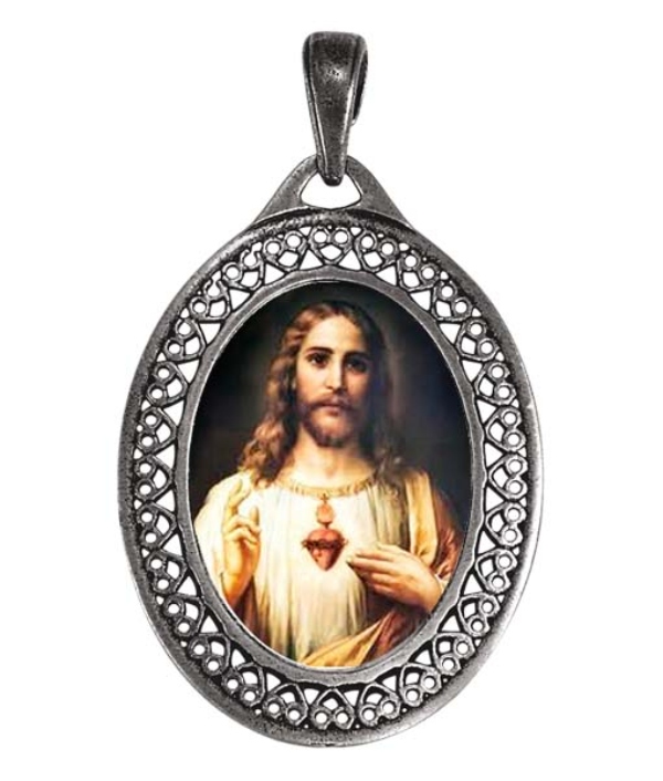 Dije Virgen María para collar estilo filigrana personalizable de 4.8 cm