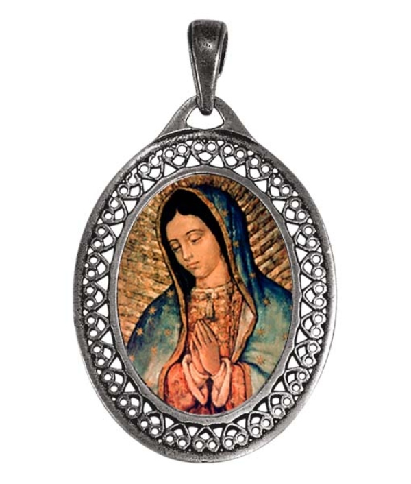 Dije Virgen María para collar estilo filigrana personalizable de 4.8 cm