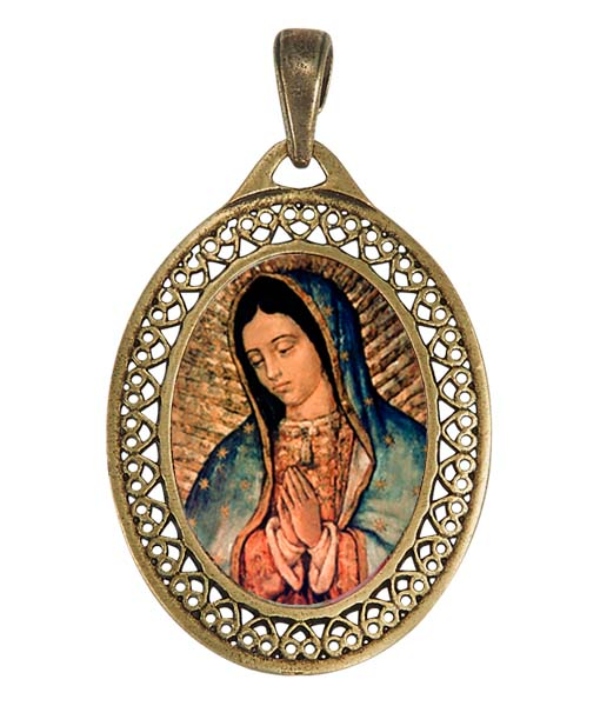 Dije Virgen María para collar estilo filigrana personalizable de 4.8 cm
