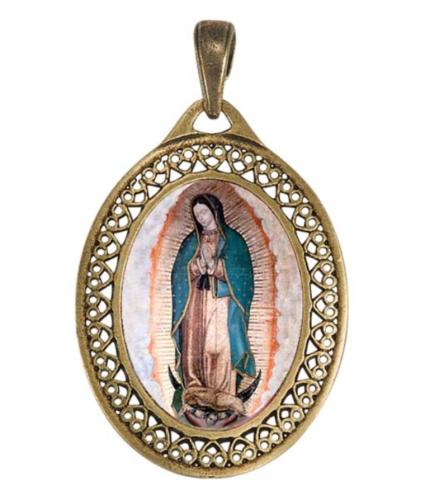 Dije Virgen María para collar estilo filigrana personalizable de 4.8 cm