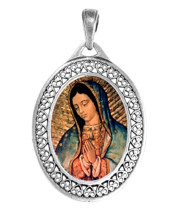 Dije Virgen María para collar estilo filigrana personalizable de 4.8 cm