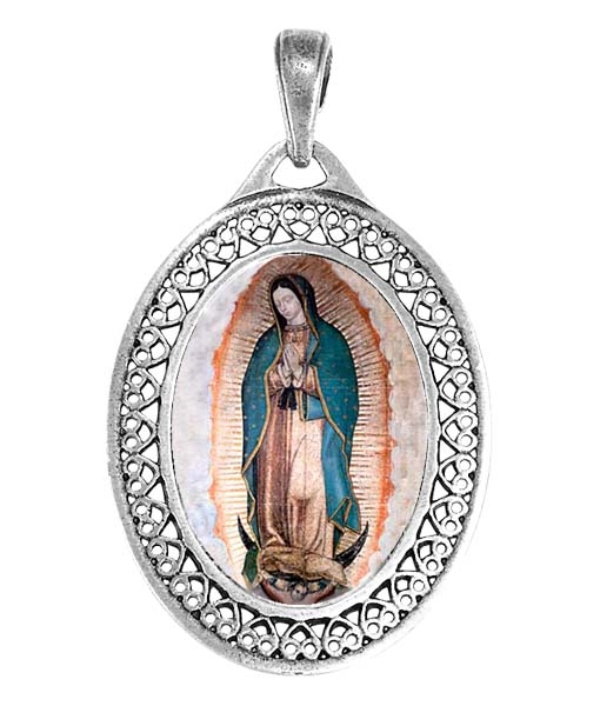 Dije Virgen María para collar estilo filigrana personalizable de 4.8 cm