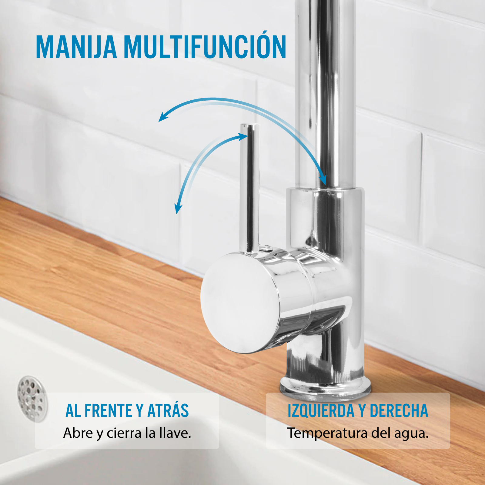 Grifo Monomando de Cocina Llave Mezcladora con Manguera 360 Cuello Flexible