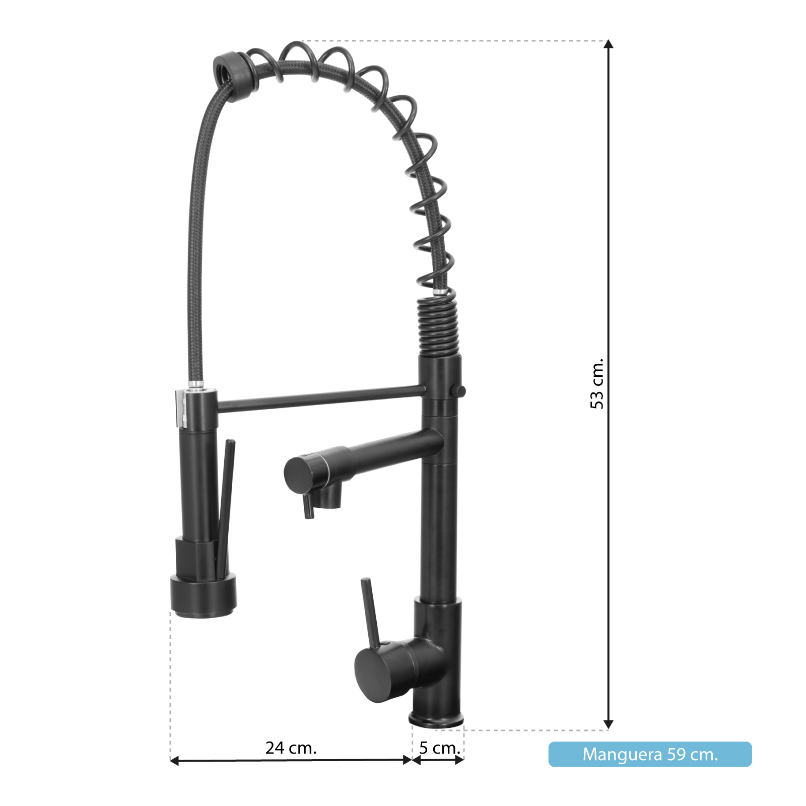 Grifo Monomando de Cocina Llave Mezcladora con Manguera 360 Cuello Flexible