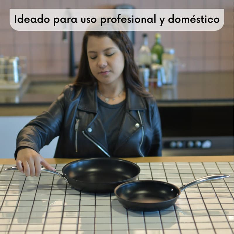 Juego de 2 Sartenes Antiadherentes de Teflón de Acero Inoxidable, Set de 2 Piezas de 20 y 25 cm de Diámetro