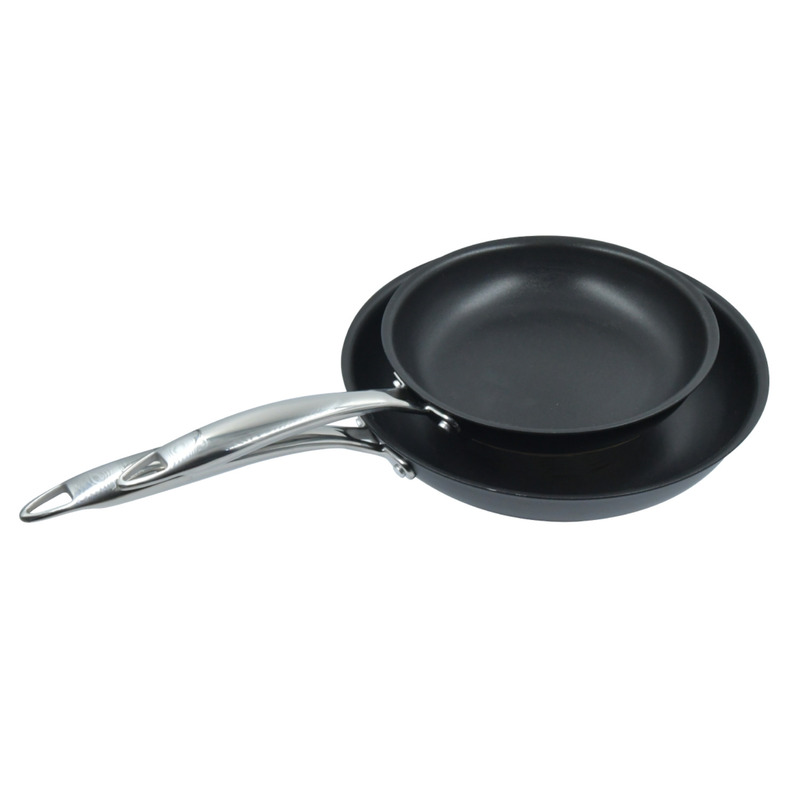 Juego de 2 Sartenes Antiadherentes de Teflón de Acero Inoxidable, Set de 2 Piezas de 20 y 25 cm de Diámetro