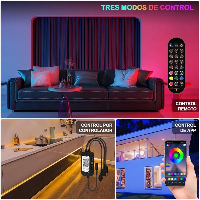 Tiras LED Luces LED Habitación RGB 5050 Tira LED Mando a Distancia Perfecta  para Decoración 10 Metros 30 LED 24 mandos a distancia
