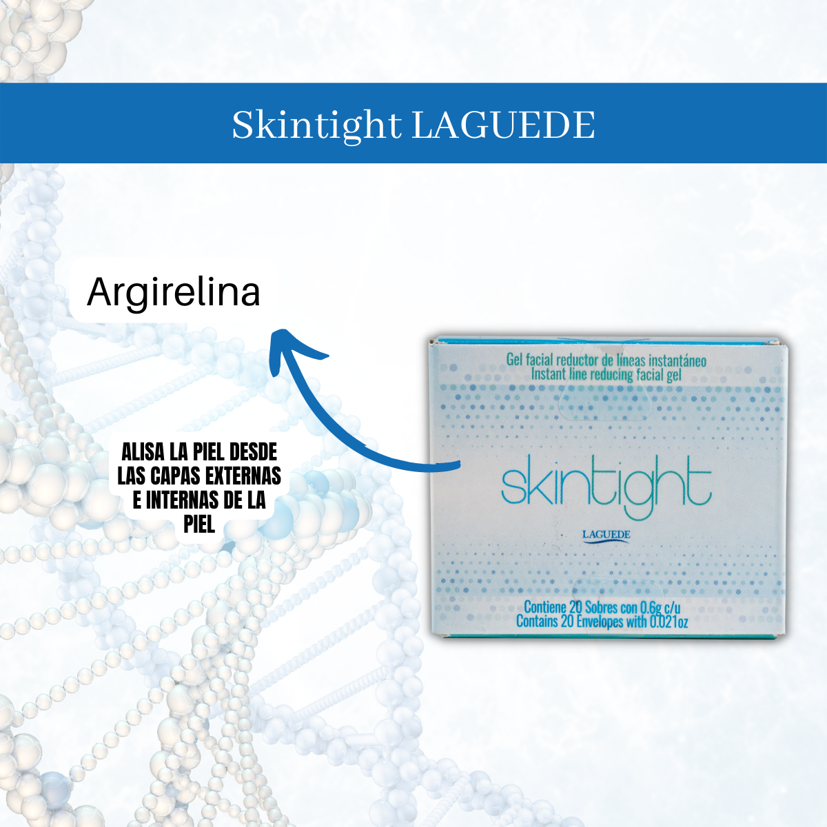 Gel Tensor de Arrugas y Bolsas Contorno de Ojos efecto Botox Skintight Caja con 20 Sachets