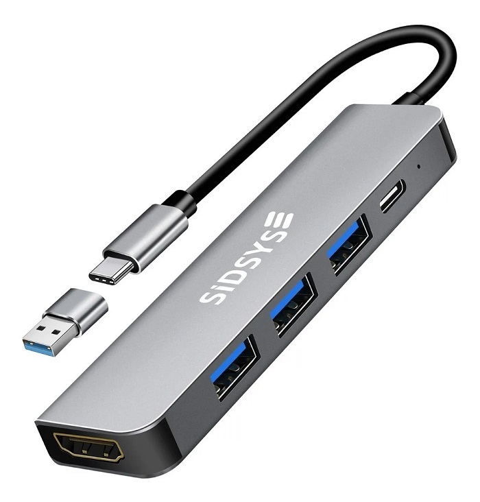 5 En 1 Usb Hub Adaptador Pd 3.0 Tipo C Hdmi 4k 5gbps