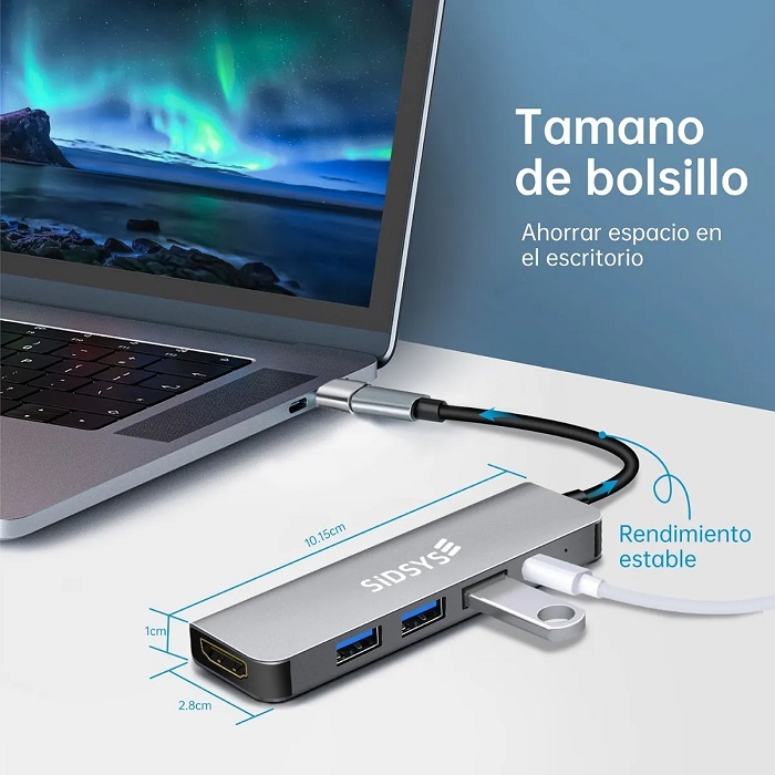 5 En 1 Usb Hub Adaptador Pd 3.0 Tipo C Hdmi 4k 5gbps