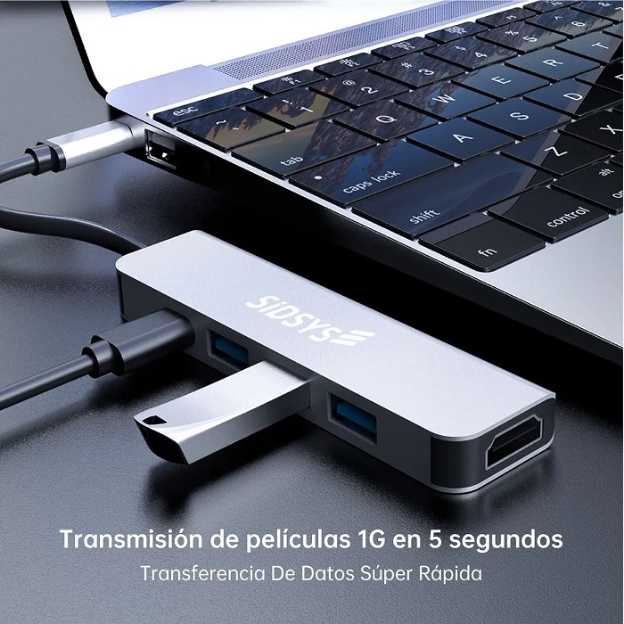 5 En 1 Usb Hub Adaptador Pd 3.0 Tipo C Hdmi 4k 5gbps