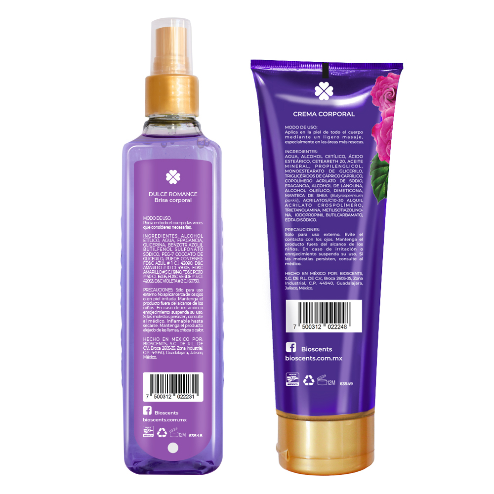Set Body Mist Y Crema Corporal Bioscents Dulce Romance