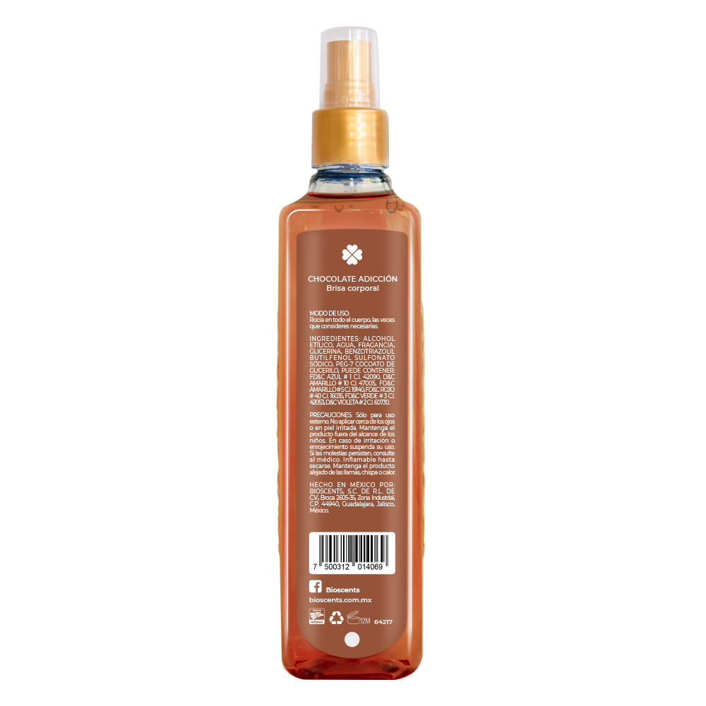 Body Mist Brisa Corporal Bioscents Chocolate Adicción 250ml
