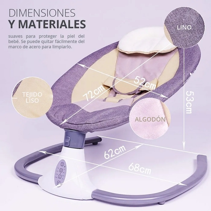 Columpio Mecedora Eléctrica Con Mosquitero Cuna Moisés Bebé Azul