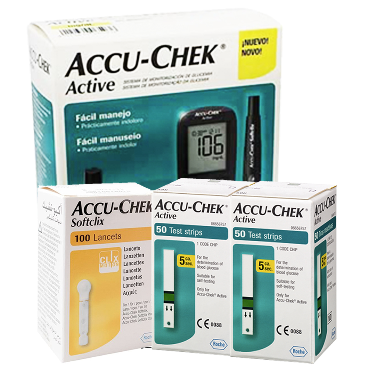 Glucómetro Accu-chek Active Con 110 Tiras Y 110 Lancetas