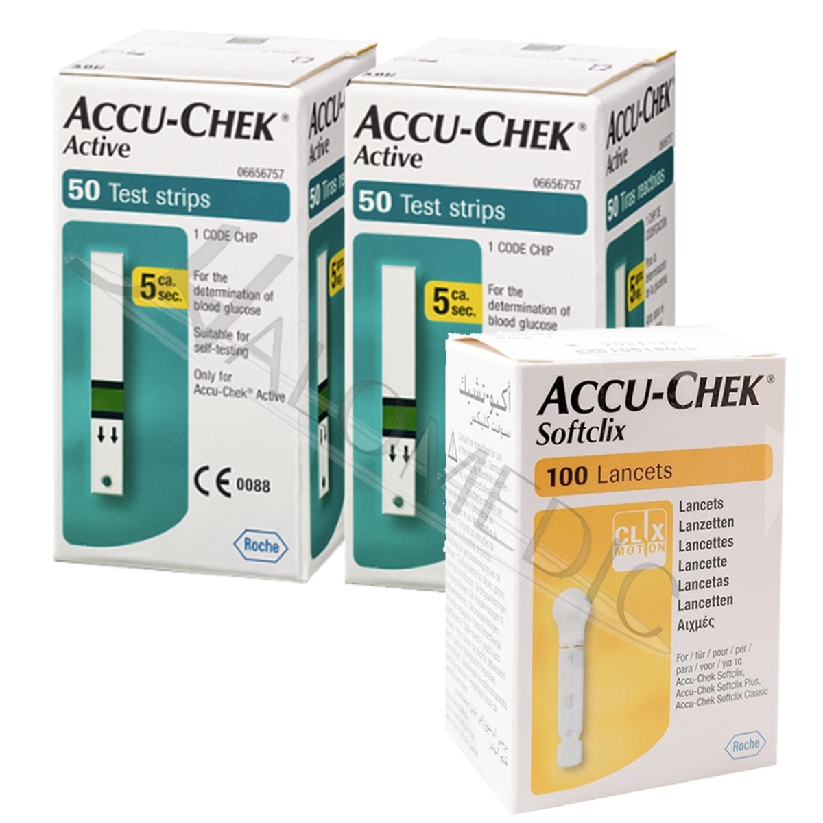 Accu - Chek Paquete 100 Tiras Reactivas Active Glucómetro