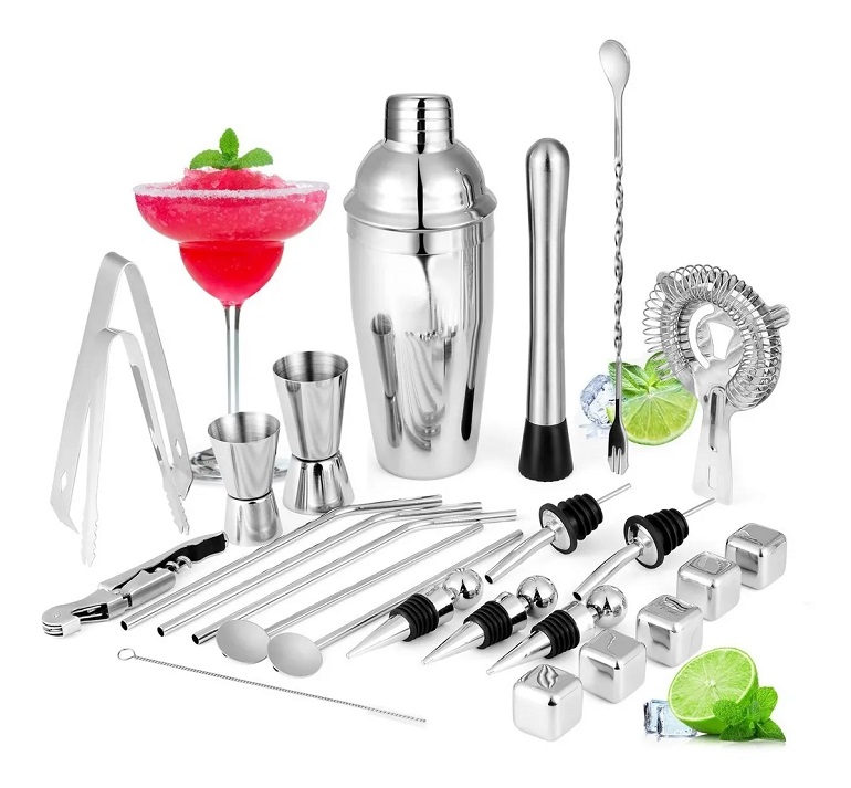 Kit Cocteleria Para Bartender 25 Piezas Acero Inoxidable