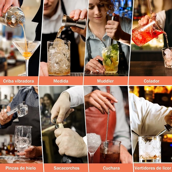 Kit Cocteleria Para Bartender 25 Piezas Acero Inoxidable