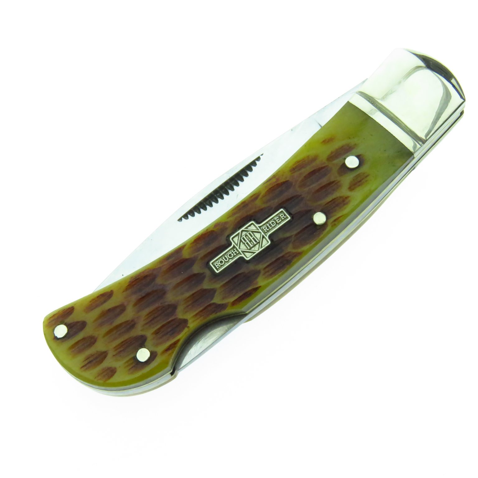 Rr461 Rough Rider Lockback Navaja Cachas De Hueso Resacado.