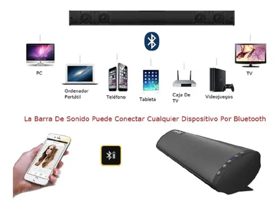 Barra De Sonido Bocina Bluetooth Optica 