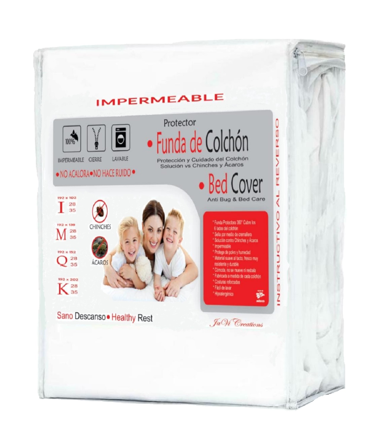 Funda Colchón King Size impermeable Anti Chinches 192x202x28