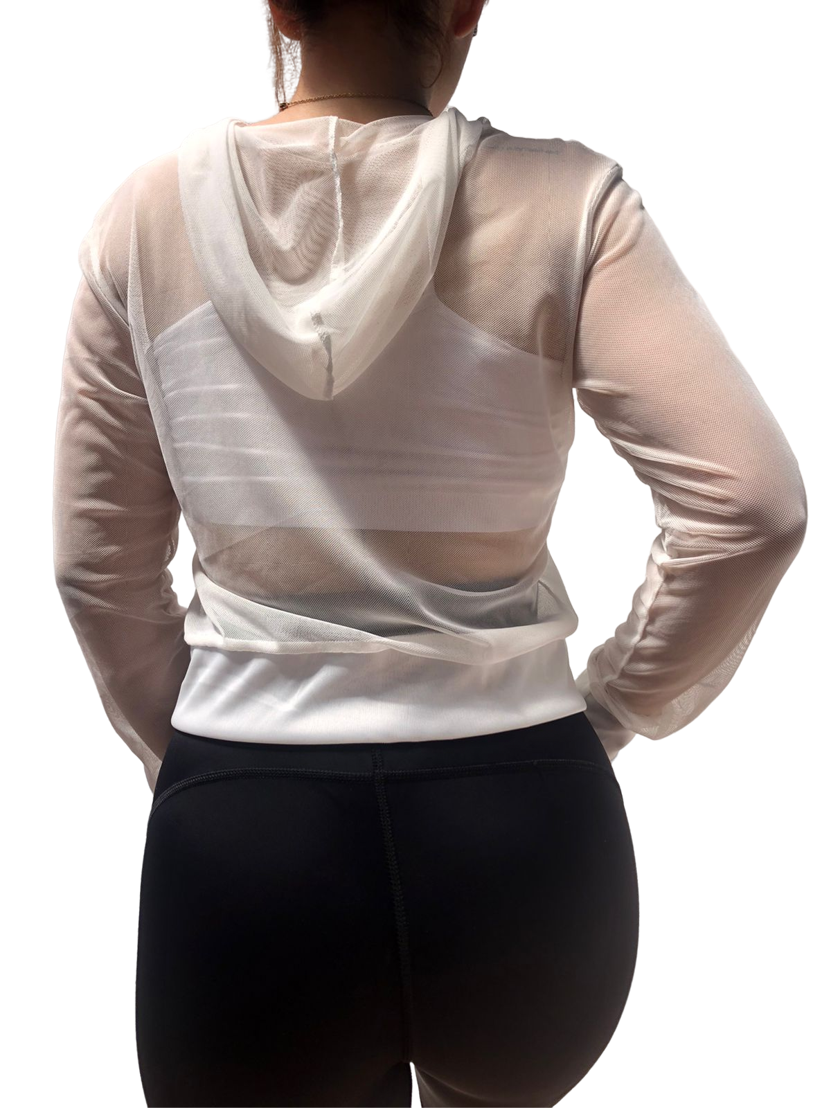 Blusa Chamarra Transparencia Manga Larga Cierre Malla Mesh