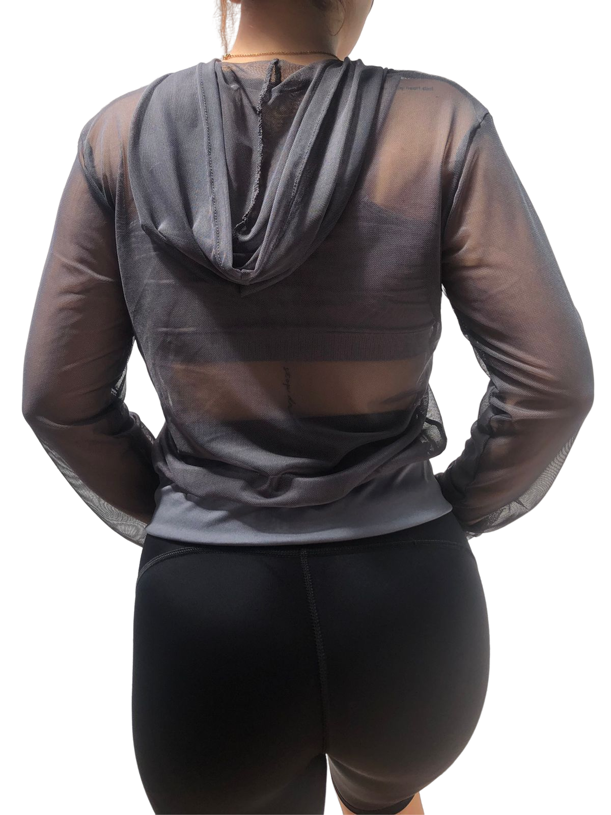 Blusa Chamarra Transparencia Manga Larga Cierre Malla Mesh