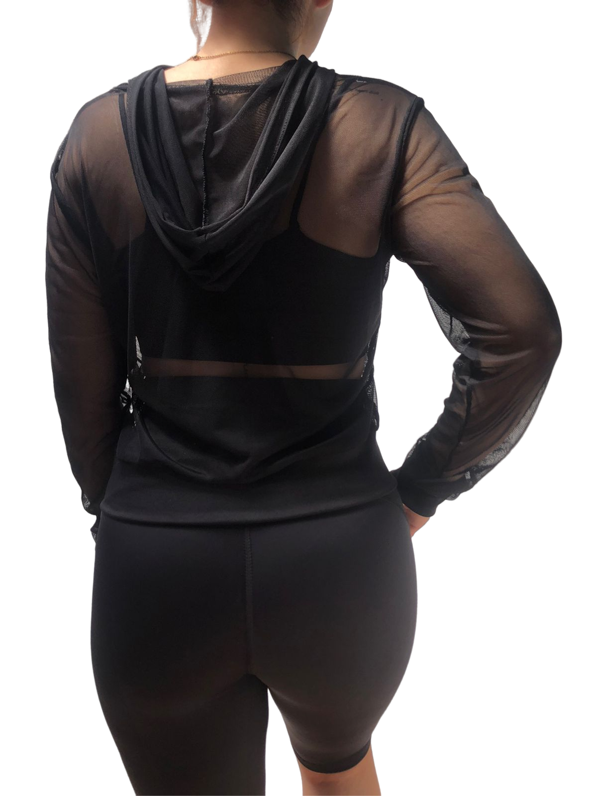 Blusa Chamarra Transparencia Manga Larga Cierre Malla Mesh